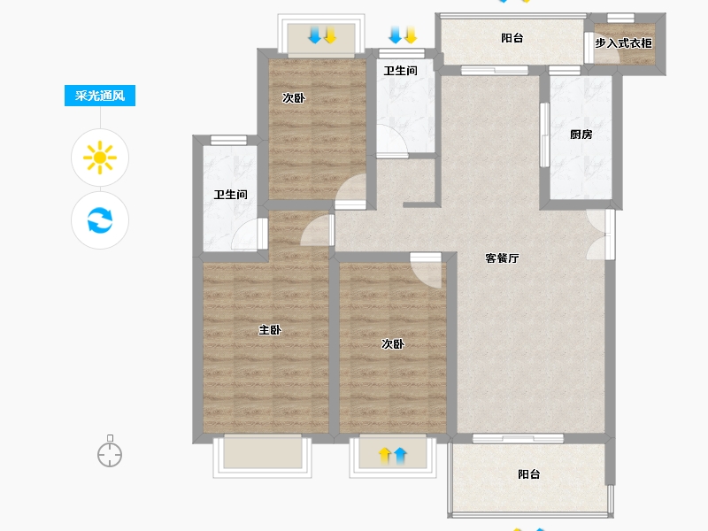 江西省-南昌市-湖心苑小区-93.75-户型库-采光通风