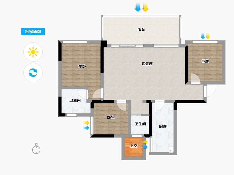 四川省-绵阳市-树高翡丽花园城-90.23-户型库-采光通风