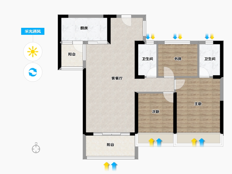 湖南省-衡阳市-华耀碧桂园·十里江湾-88.78-户型库-采光通风