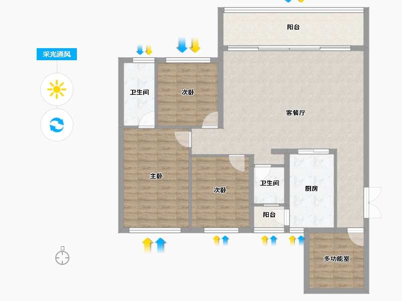 四川省-南充市-满投御江云邸-113.17-户型库-采光通风