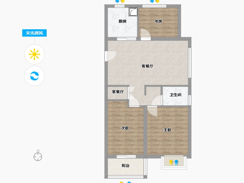 江苏省-无锡市-观湖礼著-75.00-户型库-采光通风