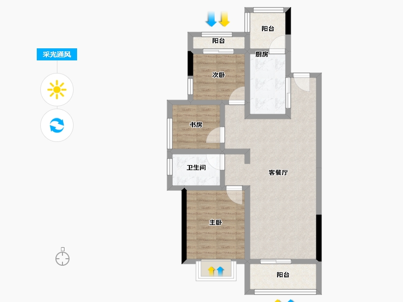 河北省-承德市-中冶兴隆新城·红石郡-69.51-户型库-采光通风