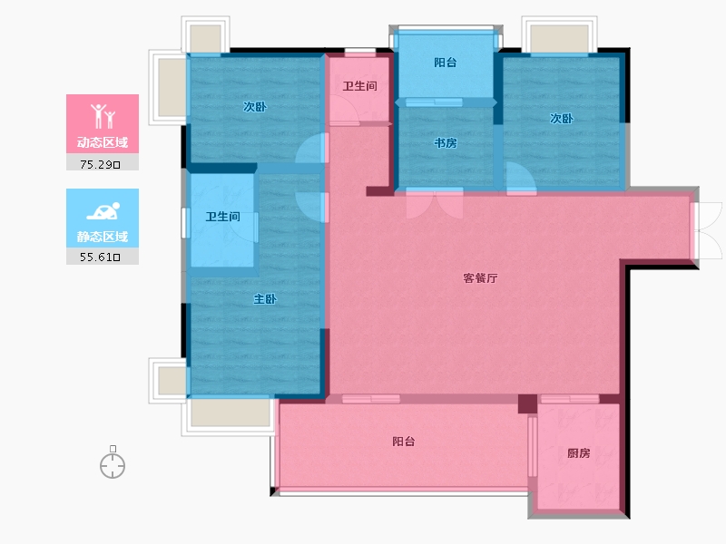 云南省-红河哈尼族彝族自治州-七彩滇南·第壹城-117.04-户型库-动静分区