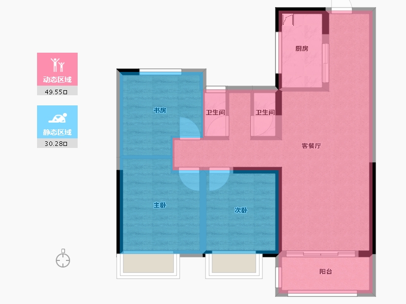 安徽省-合肥市-葛大店幸福城-90.00-户型库-动静分区