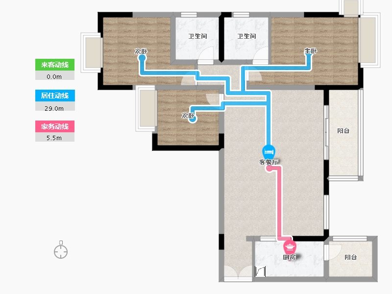 云南省-红河哈尼族彝族自治州-七彩滇南·第壹城-105.35-户型库-动静线