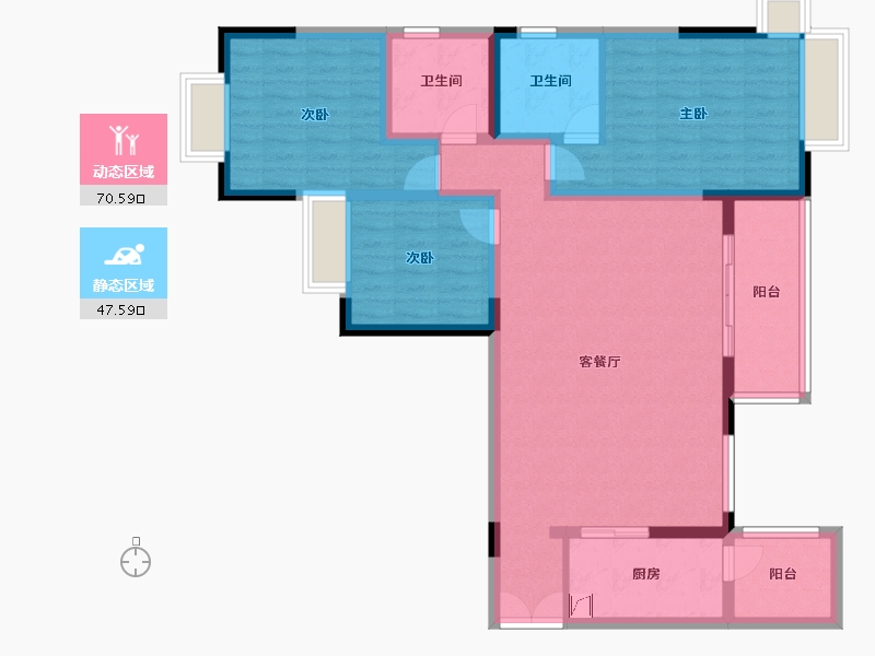 云南省-红河哈尼族彝族自治州-七彩滇南·第壹城-105.35-户型库-动静分区