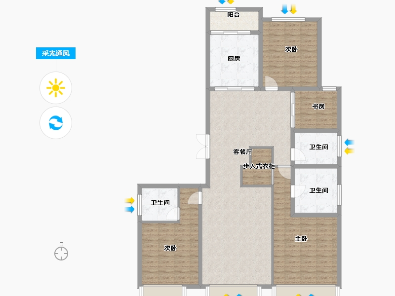 山西省-太原市-中国铁建花语堂-141.32-户型库-采光通风