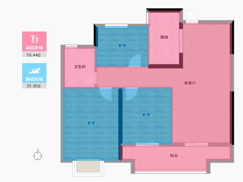 山东省-泰安市-泰山玉兰花园-83.20-户型库-动静分区