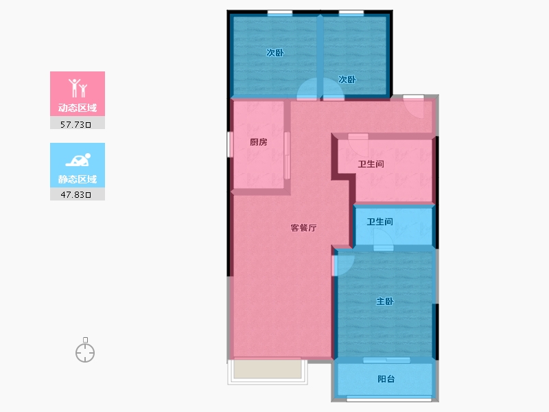 山西省-太原市-万科城市之光东望-93.15-户型库-动静分区