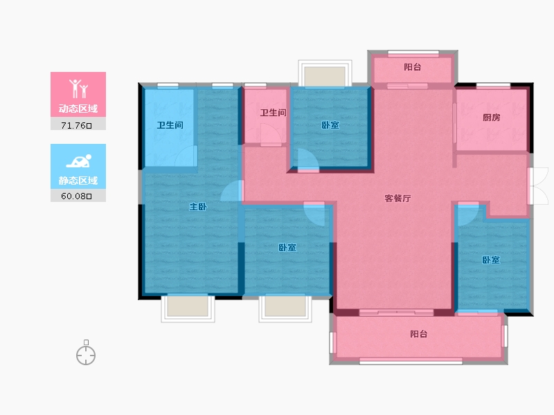 湖南省-益阳市-益阳碧桂园华府-124.00-户型库-动静分区