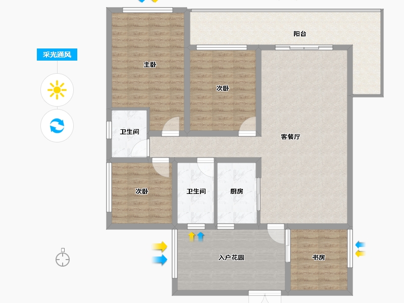 四川省-南充市-满投御江云邸-124.84-户型库-采光通风