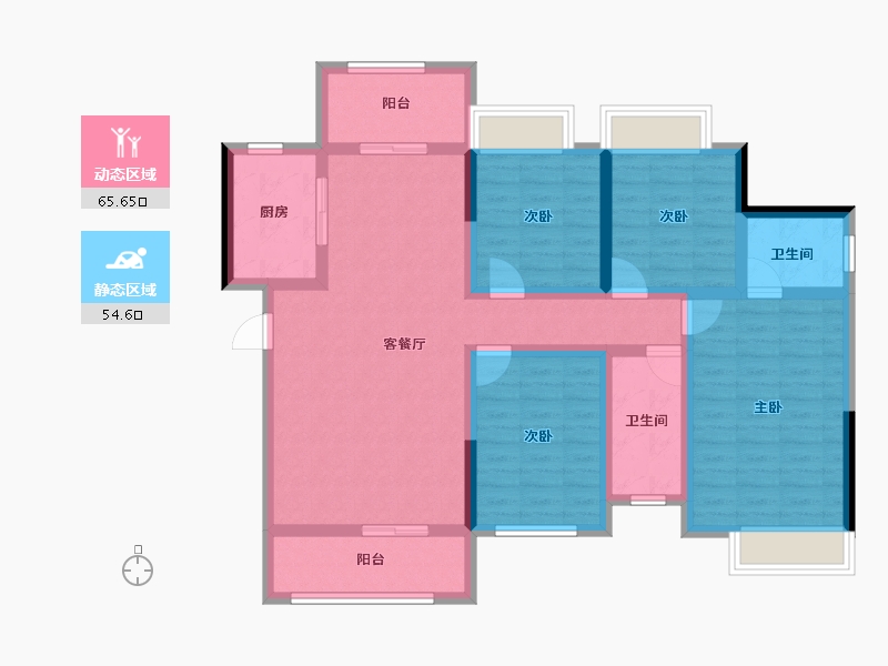 湖南省-娄底市-吉大汉珠山府-106.07-户型库-动静分区