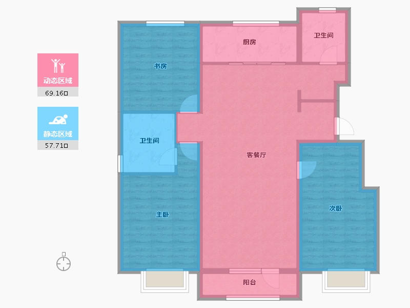 辽宁省-丹东市-恒景溪山上華居-114.50-户型库-动静分区