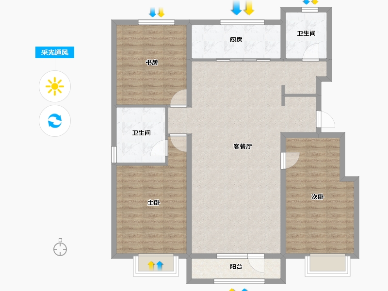 辽宁省-丹东市-恒景溪山上華居-114.50-户型库-采光通风