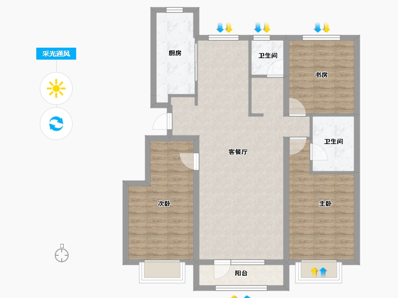 辽宁省-丹东市-恒景溪山上華居-99.89-户型库-采光通风