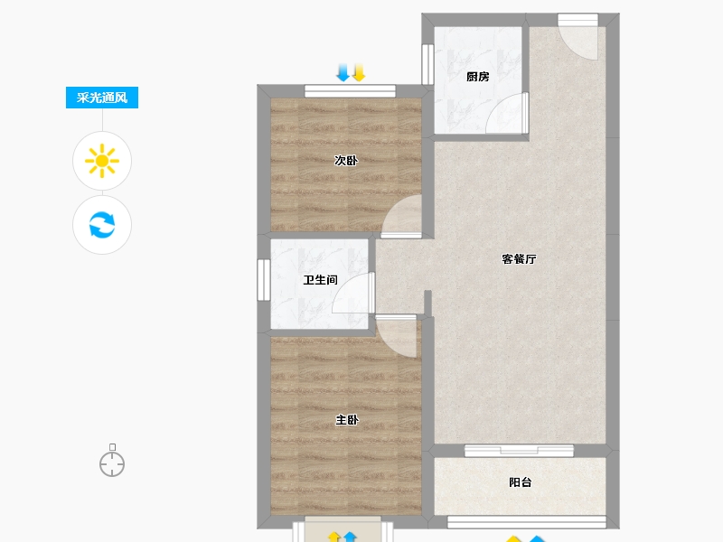 河北省-唐山市-柳岸新居-55.46-户型库-采光通风