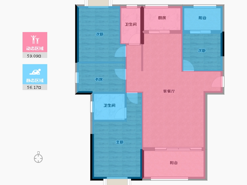 福建省-南平市-美伦阳光新城溪境-104.70-户型库-动静分区