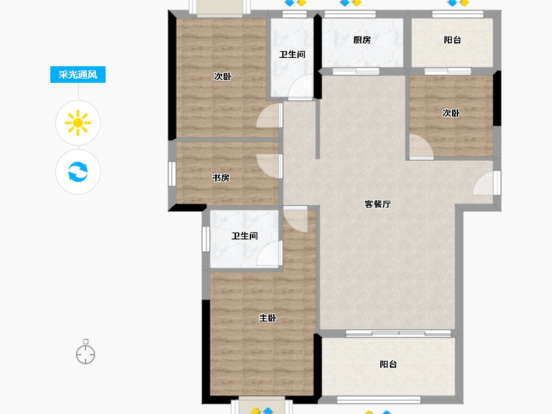 福建省-南平市-美伦阳光新城溪境-104.70-户型库-采光通风