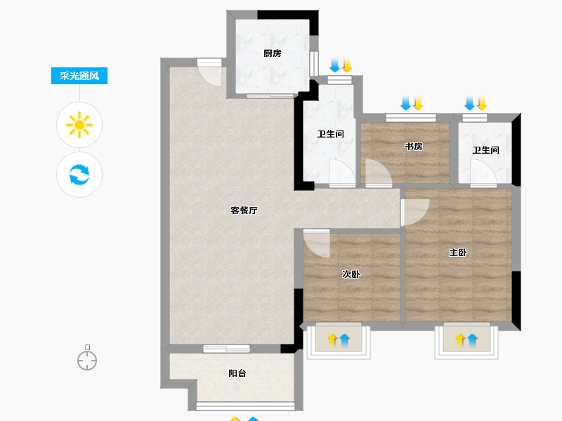 福建省-南平市-世茂阳光城·璀璨滨江-71.47-户型库-采光通风