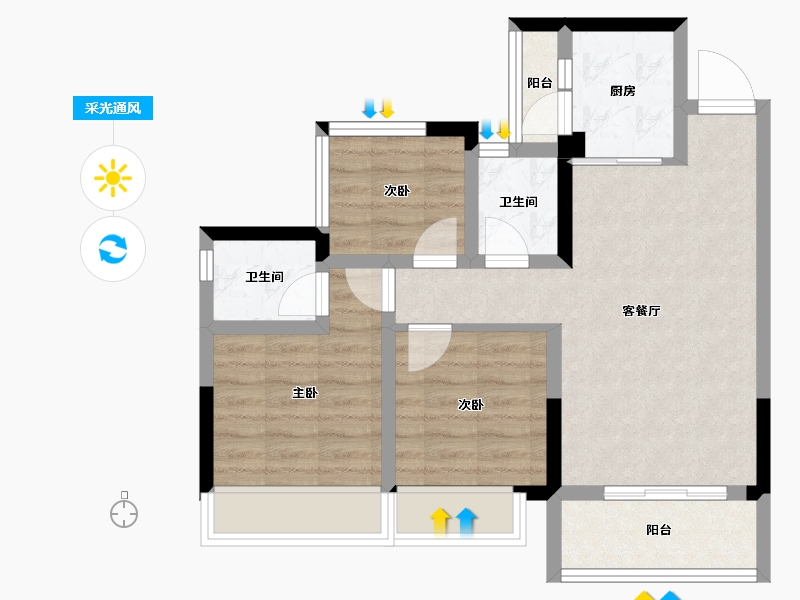 四川省-内江市-远达世纪城-64.64-户型库-采光通风