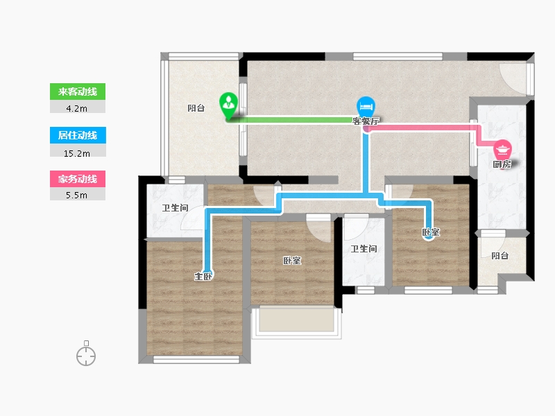 四川省-绵阳市-竹凌星光-85.34-户型库-动静线