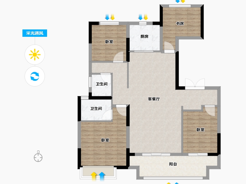 河南省-洛阳市-建业滨河赋-112.80-户型库-采光通风