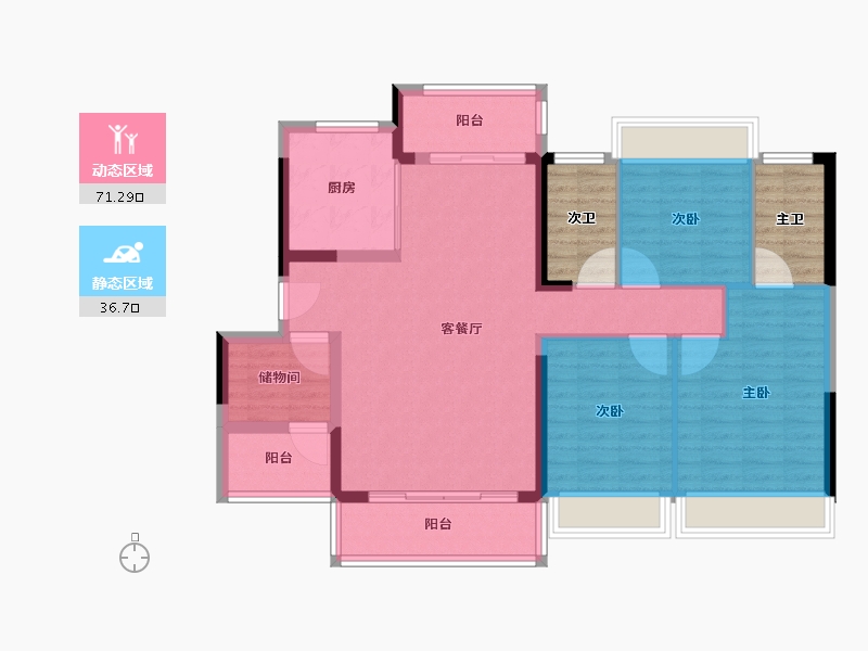 广东省-佛山市-建发融创雅居乐和玺-106.79-户型库-动静分区