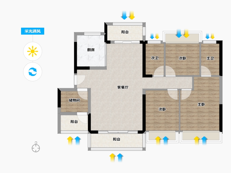 广东省-佛山市-建发融创雅居乐和玺-106.79-户型库-采光通风