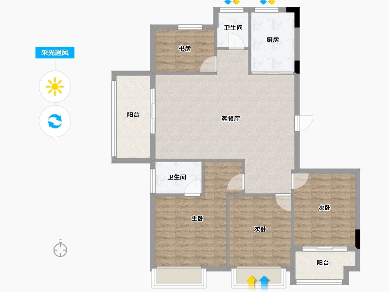 福建省-南平市-世茂阳光城·璀璨滨江-104.77-户型库-采光通风