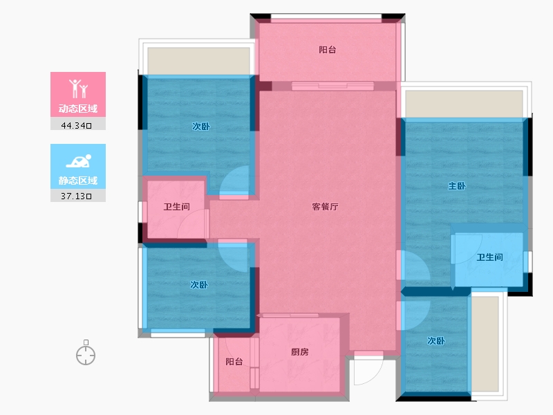 四川省-内江市-远达世纪城-71.05-户型库-动静分区