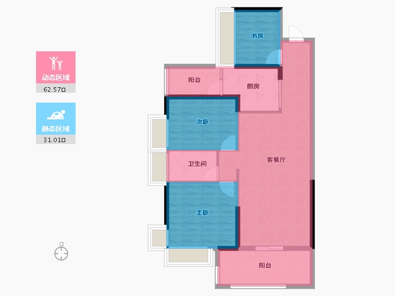 湖南省-衡阳市-利安雅颂居-83.75-户型库-动静分区