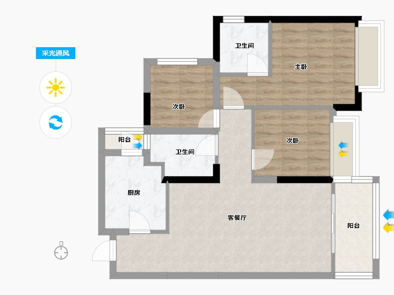 广东省-江门市-江门市华发四季-80.00-户型库-采光通风