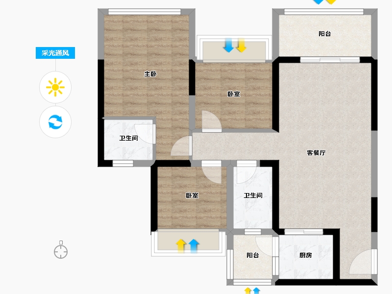 四川省-绵阳市-竹凌星光-82.57-户型库-采光通风