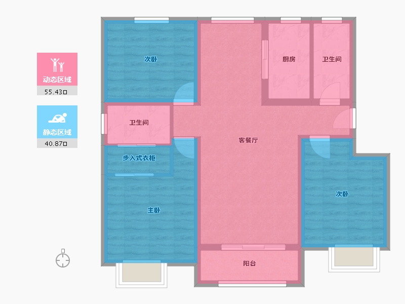 河北省-唐山市-中冶·尚和府-85.59-户型库-动静分区