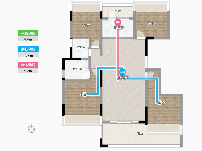 云南省-红河哈尼族彝族自治州-新城·23°林语小院-111.99-户型库-动静线