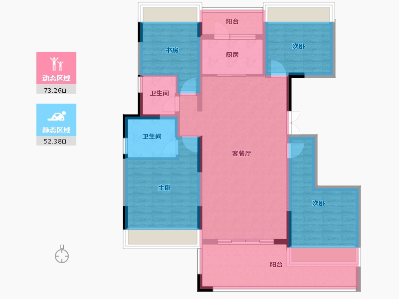 云南省-红河哈尼族彝族自治州-新城·23°林语小院-111.99-户型库-动静分区