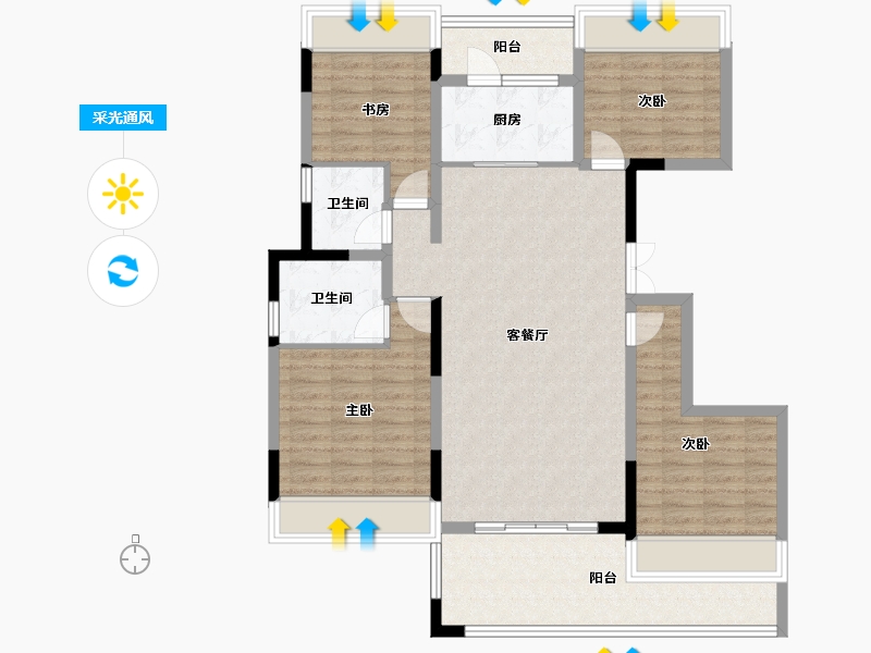 云南省-红河哈尼族彝族自治州-新城·23°林语小院-111.99-户型库-采光通风