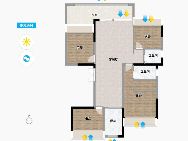 云南省-红河哈尼族彝族自治州-富平·名贵园-113.54-户型库-采光通风