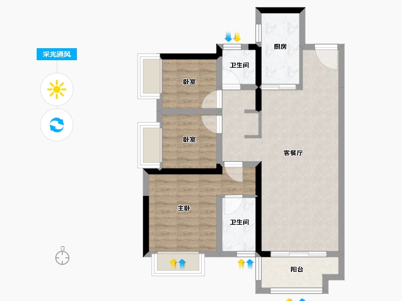 广东省-东莞市-金色半山-70.67-户型库-采光通风