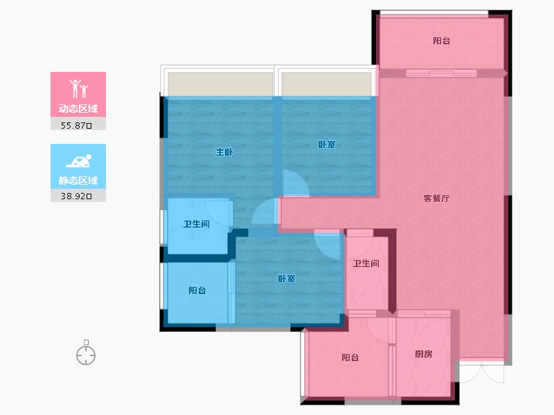 四川省-南充市-亿春紫荆华府-83.81-户型库-动静分区