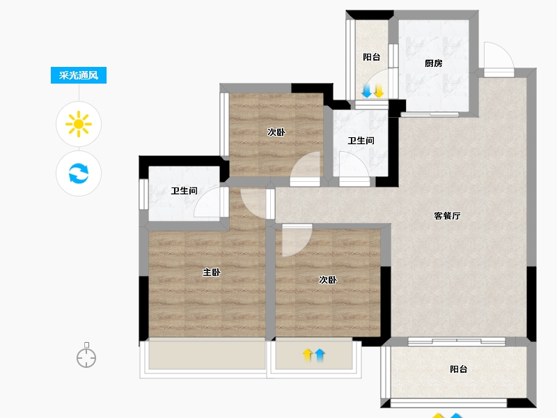 四川省-内江市-远达世纪城-65.43-户型库-采光通风