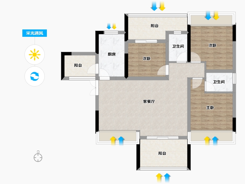 四川省-南充市-亿春紫荆华府-94.05-户型库-采光通风