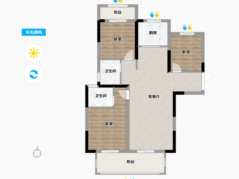 河南省-洛阳市-建业滨河赋-93.60-户型库-采光通风