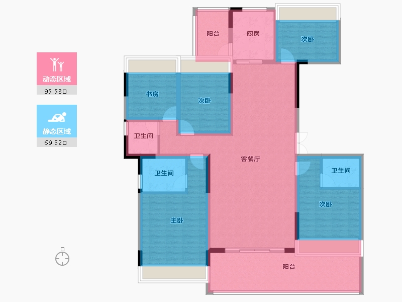 云南省-红河哈尼族彝族自治州-新城·23°林语小院-147.90-户型库-动静分区