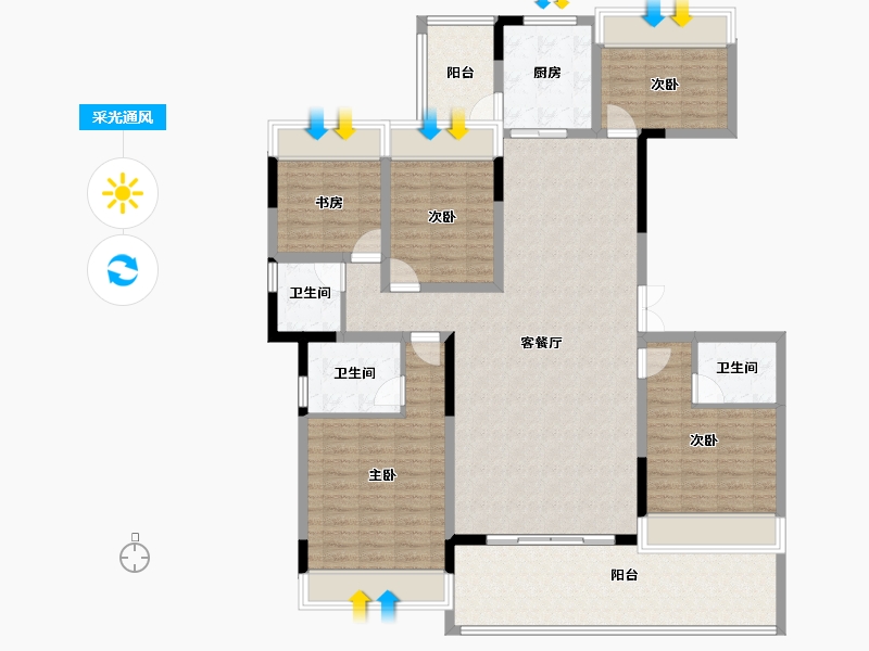 云南省-红河哈尼族彝族自治州-新城·23°林语小院-147.90-户型库-采光通风