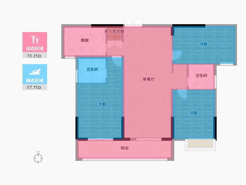 河南省-信阳市-银河湾Ⅱ京九名府-119.18-户型库-动静分区