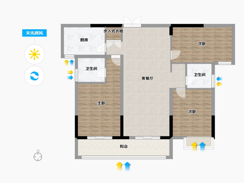 河南省-信阳市-银河湾Ⅱ京九名府-119.18-户型库-采光通风