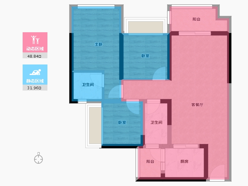 四川省-绵阳市-竹凌星光-70.59-户型库-动静分区