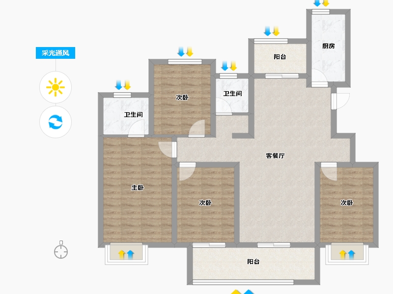 河南省-信阳市-翰林名门门新城国际-109.25-户型库-采光通风