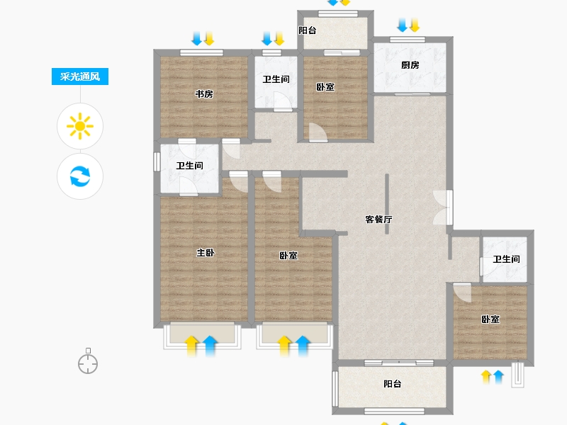 河南省-南阳市-美盛白河湾-146.00-户型库-采光通风